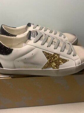 Golden Goose Super-Star Sneakers White/Gold Glitter Star size 38